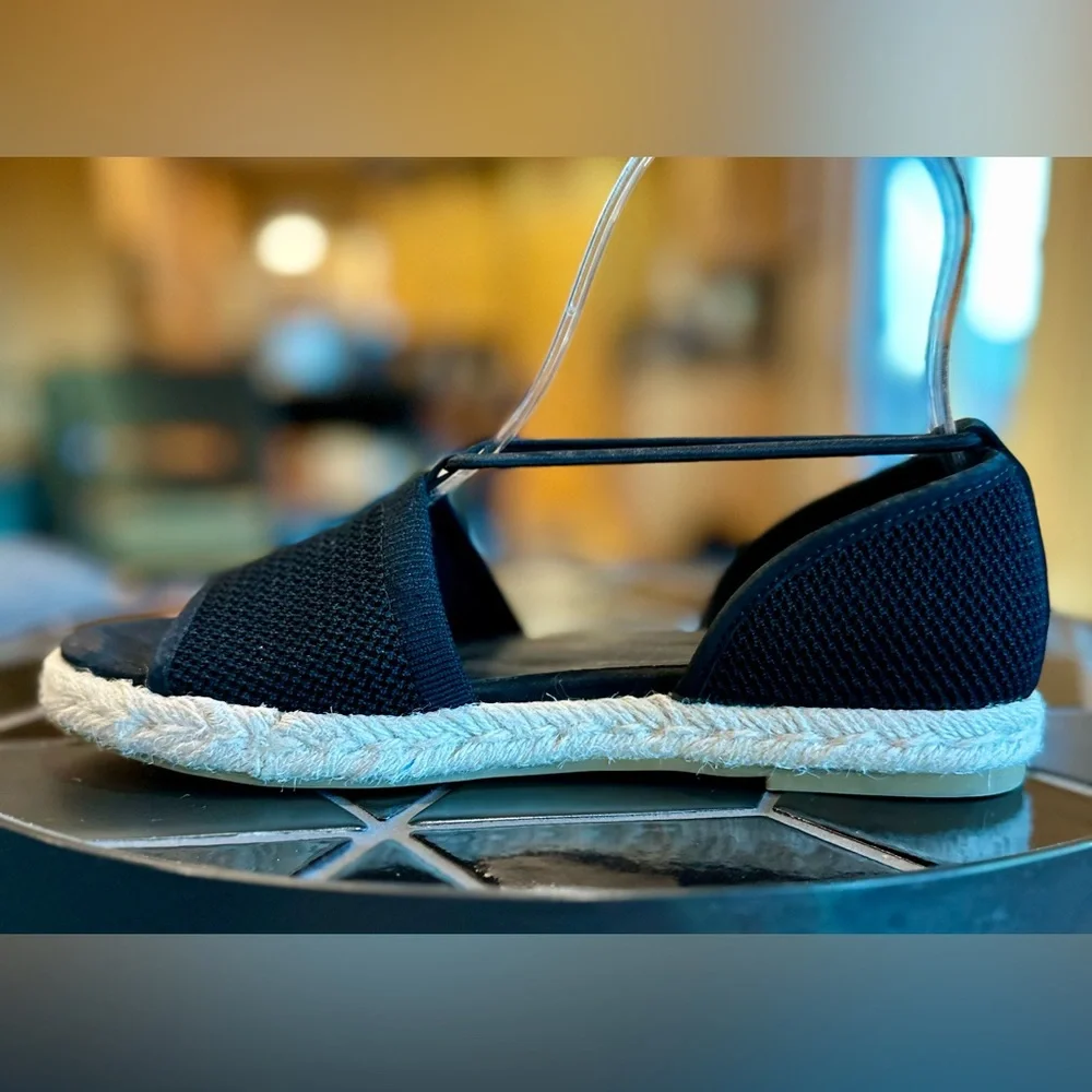 Eileen Fisher Black Mews Espadrille Sandals, New Without Box, Size 6 1/2